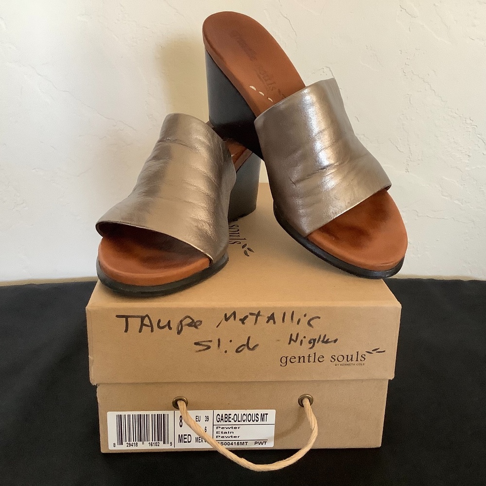 Gentle Souls-Pewter GABE-OLICIOUS MT Wedge Sandal by Kenneth Cole Sz 8 Medium